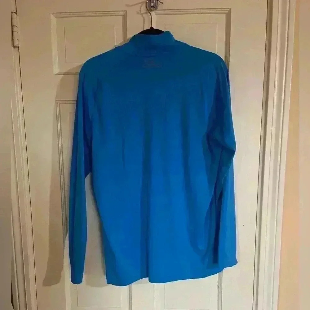 Under Armour Collared Shirt Blue Long Sleeve Polo Golf Heatgear Size Medium - Picture 6 of 9